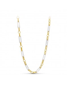 18K GARGANTILLA ORO BICOLOR ESLABONES RECTANGULARES 50CM