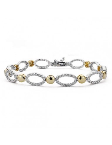 18K PULSERA ORO BICOLOR CIRCONITA 19CM ANCHO 10 MM