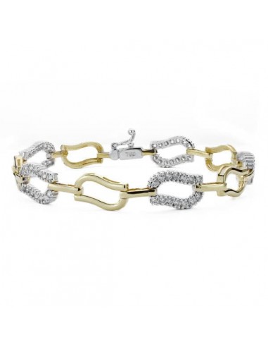 18K PULSERA ORO BICOLOR CIRCONITA 19CM ANCHO 12 MM