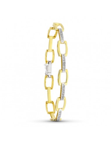18K PULSERA ORO BICOLOR CON CIRCONITA 19CM ANCHO 8 MM