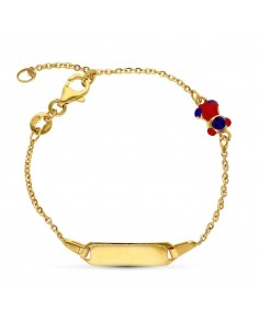 18K PULSERA ESCLAVA ORO AMARILLO OSO ESMALTE 16CM