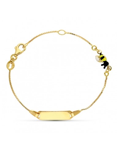 18K ESCLAVA ORO AMARILLO ABEJA ESMALTE 16CM