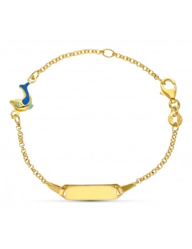 18K ESCLAVA ORO AMARILLO DELFIN ESMALTE 16CM