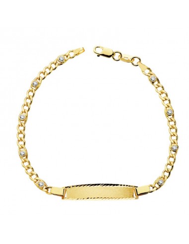 18K PULSERA ESCLAVA HUECA CIRCONITA ORO AMARILLO 17CM