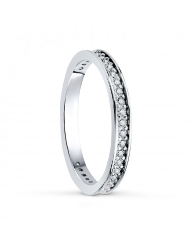 18K MEDIA  ALIANZA O ANILLO ORO BLANCO CON CIRCONITA CLAVADA  ANCHO: 2 5MM