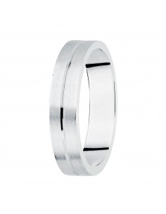 18K ALIANZA ORO BLANCO MATIZADA Y FILO CENTRAL BRILLO 5 MM