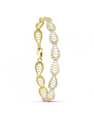 18K PULSERA ORO BICOLOR CALADA 19CM ANCHO 8 MM