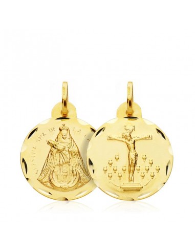 18K ESCAPULARIO ORO AMARILLO CRISTO DE LA LAGUNA VIRGEN DE LA CANDELARIA 18 MM