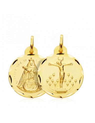 18K ESCAPULARIO ORO AMARILLO CRISTO DE LA LAGUNA VIRGEN DE LA CANDELARIA 20 MM