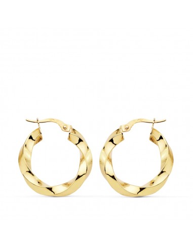 18K AROS ORO AMARILLO BRILLO RETORCIDOS 22X3 MM