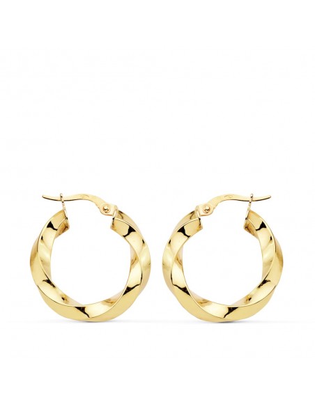 18K AROS ORO AMARILLO BRILLO RETORCIDOS 22X3 MM