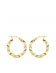 18K AROS ORO AMARILLO RELIADOS HILO 21X3 MM