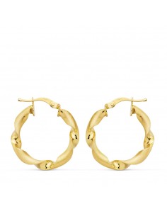18K AROS ORO AMARILLO MATE Y BRILLO HUECOS 22 MM
