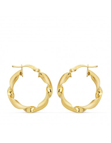 18K AROS ORO AMARILLO MATE Y BRILLO HUECOS 22 MM