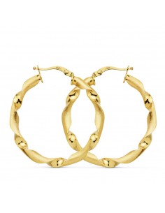 18K AROS ORO AMARILLO MATE Y BRILLO HUECOS 31 MM