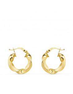 18K AROS ORO AMARILLO MATE Y BRILLO HUECOS 18 MM