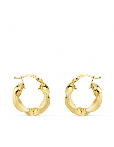 18K AROS ORO AMARILLO MATE Y BRILLO HUECOS 18 MM