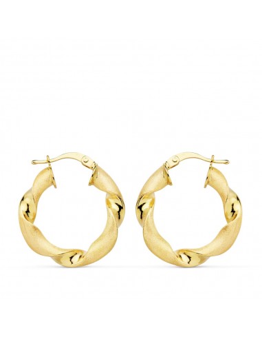 18K AROS ORO AMARILLO MATE Y BRILLO HUECOS 24 X 4 MM