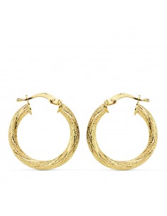 18K AROS ORO AMARILLO HUECOS GRANILLADOS 21 MM