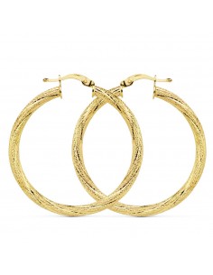 18K AROS ORO AMARILLO HUECOS GRANILLADOS 32X3 MM