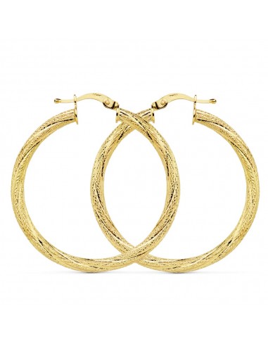 18K AROS ORO AMARILLO HUECOS GRANILLADOS 32X3 MM