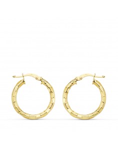18K AROS ORO AMARILLO HUECOS CUADRADOS 20X2 MM
