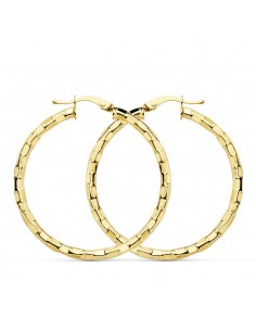 18K AROS ORO AMARILLO HUECOS CUADRADOS 34 MM