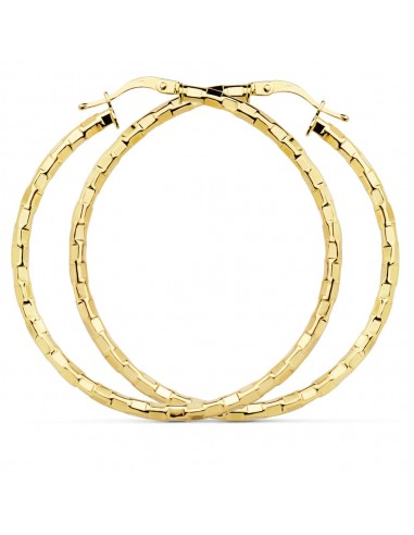 18K PENDIENTES AROS HUECOS CUADRADOS ORO AMARILLO 44 MM