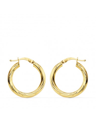 18K AROS ORO AMARILLO HUECOS BRILLO 21 MM