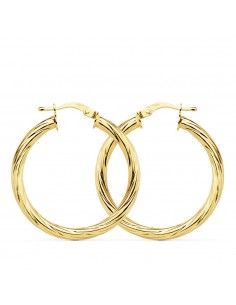 18K AROS ORO AMARILLO HUECOS BRILLO 29X3 MM