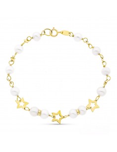 18K PULSERA ORO AMARILLO 17CM COMUNION PERLA CULTIVADA 5-5.5 MM