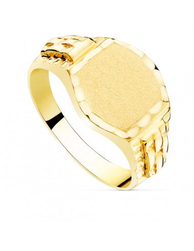 18K SELLO MACIZO CABALLERO ORO AMARILLO TALLADO. ZONA GRABADO: 13X12 MM