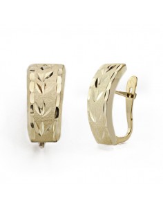 18K PENDIENTES ORO AMARILLO LAPIDADOS 15X6 MM CIERRE CATALÁN