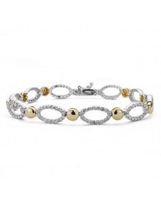 18K PULSERA BICOLOR CIRCONITA. 19CM. 12.65GRS.