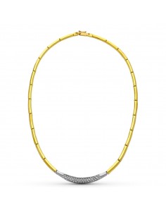 18K GARGANTILLA ORO BICOLOR CIRCONITA MOTIVO 42CM