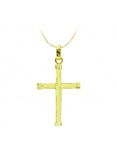 18K CRUZ ORO AMARILLO HUECA BICOLOR 39X24 MM