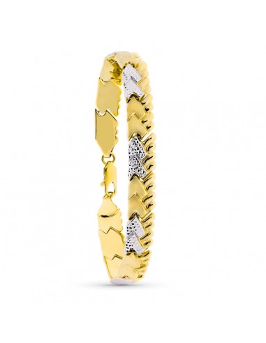 18K PULSERA ORO BICOLOR ESTAMPACION 19CM