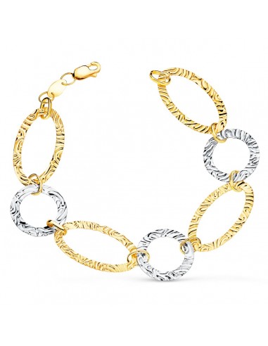 18K PULSERA ORO BICOLOR ESLABONES MARTILLADOS. ANCHO 18 MM LARGO 20CM