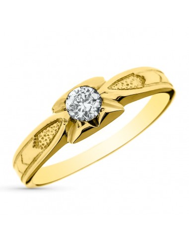 18K SOLITARIO ORO AMARILLO MACIZO CON CIRCONITA DE 4 MM