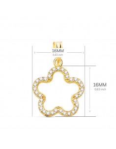 18K COLGANTE ORO AMARILLO FLOR CON CIRCONITAS 16 X 16 MM 2