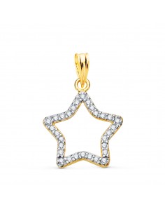 18K COLGANTE ORO BICOLOR ESTRELLA CON CIRCONITAS 16 X 15 MM