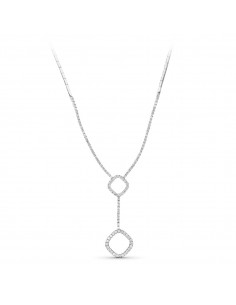 18K GARGANTILLA ORO BLANCO MOTIVO CENTRAL ROMBOS Y CIRCONITAS