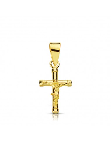 18K CRUZ CON CRISTO HUECA. 15X9 MM.