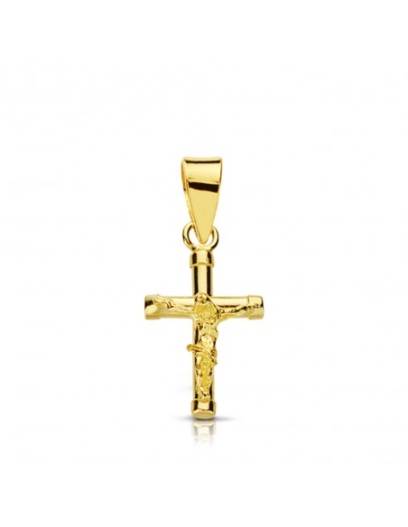 18K CRUZ CON CRISTO HUECA. 15X9 MM.