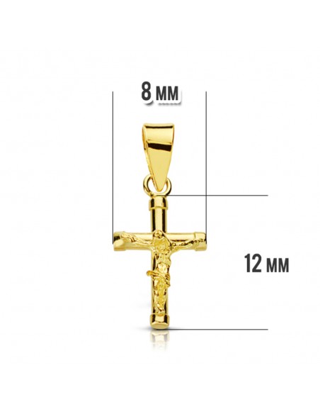 18K CRUZ CON CRISTO HUECA. 15X9 MM.