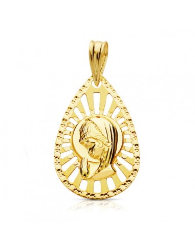 18K MEDALLA VIRGEN NIÑA CERCO CALADO 22 X 19MM.