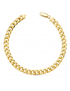 18K PULSERA ORO AMARILLO BARBADA HUECA ANCHO: 6MM LARGO: 20CM