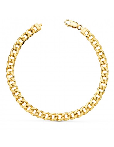 18K PULSERA ORO AMARILLO BARBADA HUECA ANCHO: 6MM LARGO: 20CM