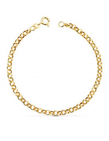 18K PULSERA ORO AMARILLO ROLO HUECA ANCHO 4 MM LARGO 19CM