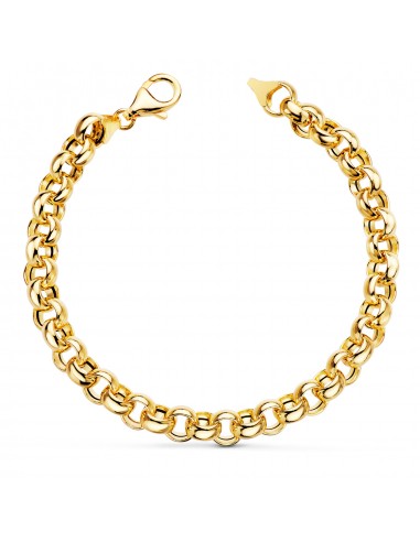 18K PULSERA ORO AMARILLO ROLO HUECA ANCHO 7 MM LARGO 19CM